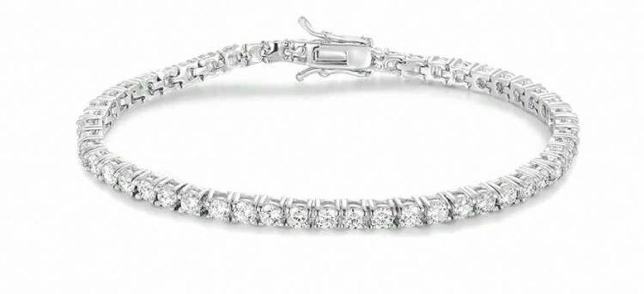 Braccialetto Tennis Classico – Placcato Oro Bianco 18Kt