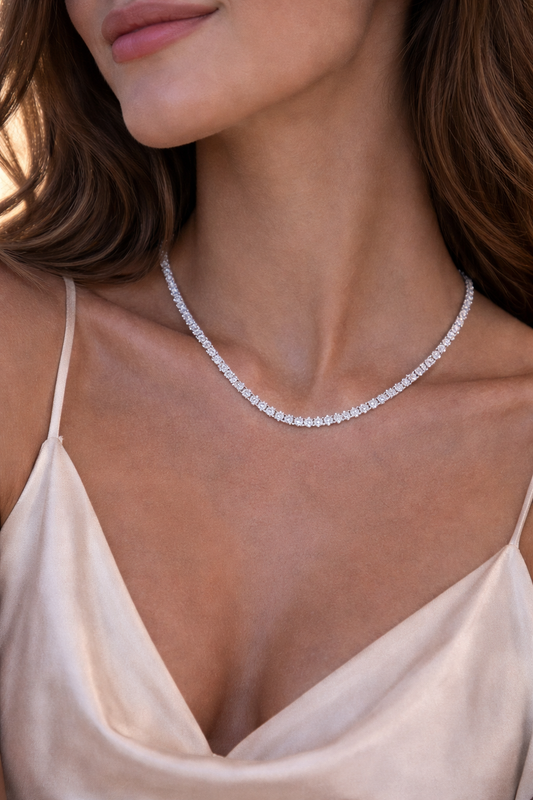 Collana Tennis – Placcata Oro Bianco 18K