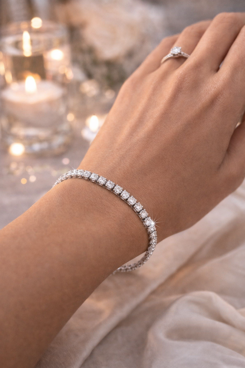 Braccialetto Tennis Classico – Placcato Oro Bianco 18Kt